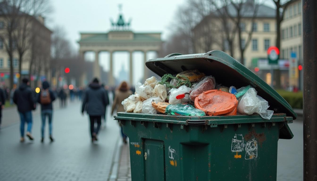 Überfüllte Mülltonne in Berlin